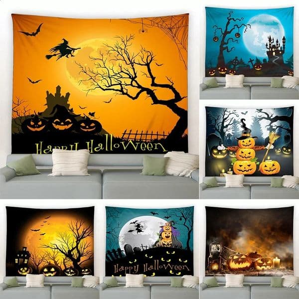 Printed Pattern Snack Aesthetics Halloween Horror Pumpkin Bat Witch Series Birthday Party Home Living Room Wall Decoration 240824