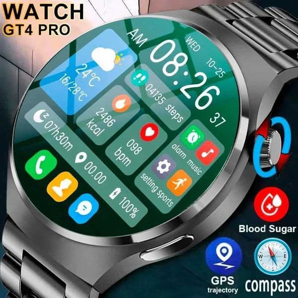 For Huawei GT4 PRO Smart Watch Men Watch 4 Pro AMOLED HD Screen Bluetooth Call GPS NFC Heart rate waterproof SmartWatch New M240824