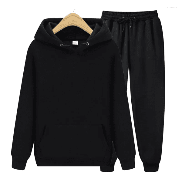 Men's Tracksuits 2024 Fashion Cross-border Pullover Sweatshirt Sport Suit Fleece Hooded Top Casual Sporty Solid Color Outwear