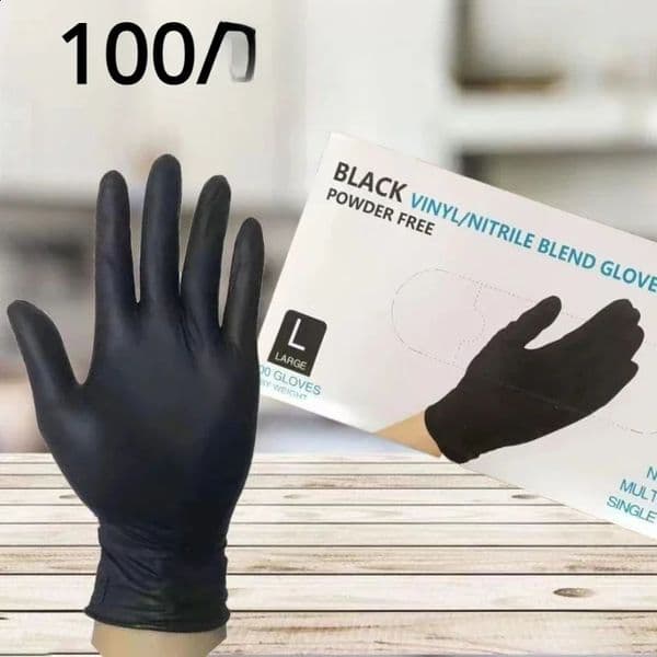 100 pieces of black nitrile gloves thick and durable household cleaning dishwashing for garden ing tattoos 240824
