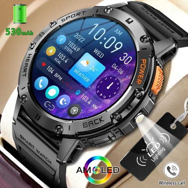 LIGE 466*466 HD Screen Smart Watch Bluetooth Call Outdoor Sports Men Smartwatch With Flashlight Heart Rate Monitor Remote Camera M240824
