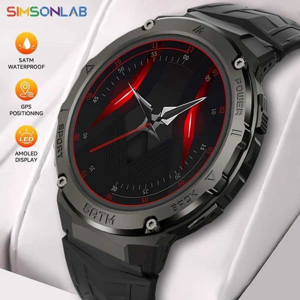 SIMSONLAB T10 1.43 Inch AMOLED Smart Watch Military Smartwatch For Men 5 ATM Waterproof 450mAh Battery Smartwatches GPS M240824