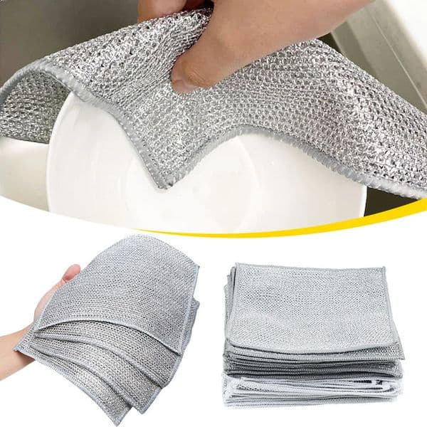 Steel wire deep cleaning cloth brush doublelayer rodless oil Dishrag magic coffee dyeing plate towel kitchen supplies 240824