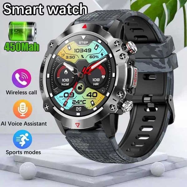 New For Huawei Men Sports Smart Watch Bluetooth Call GPS Track 450mAh Battery Waterproof 100+ Sports Modes Smart Watch M240824