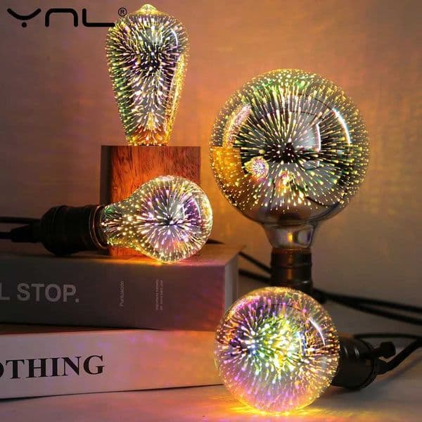 3D Decorative LED Edison Light Bulb E27 6W 110V 220V Retro Star shaped Fireworks Light False Day Night Light Ampoule LED Light CL240826