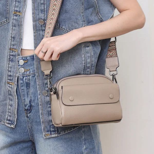 Genuine leather womens cute phone bag shoulder crossed handbag simple and fashionable daily casual small 240826