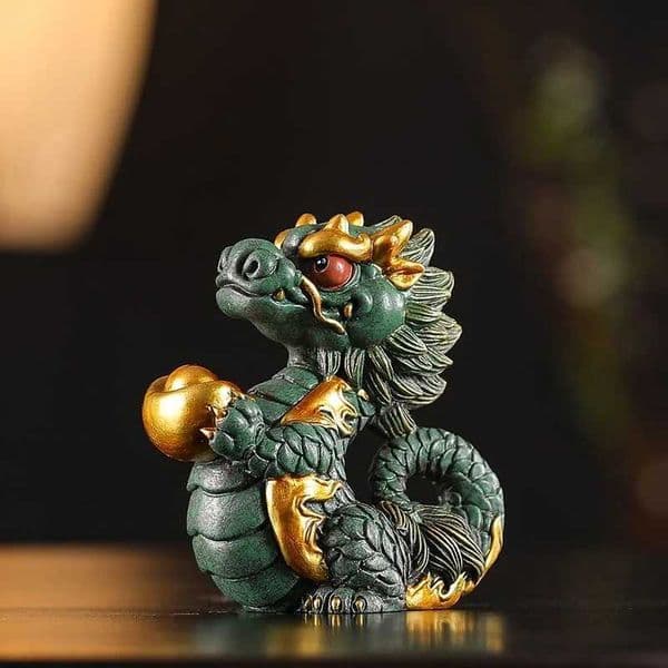 Green Sandstone Dragon Tea Favor Fortune God Dragon Tea Table Ornaments Home Decoration Can Keep Tea FavorXJ240824