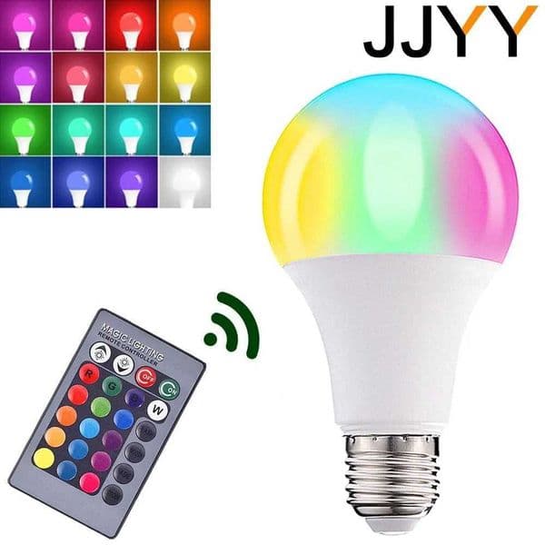 JJYY 1PC E27 RGB bulb RGB color changing LED bulb 16 color changing remote control light 3/5/10/15W CL240826