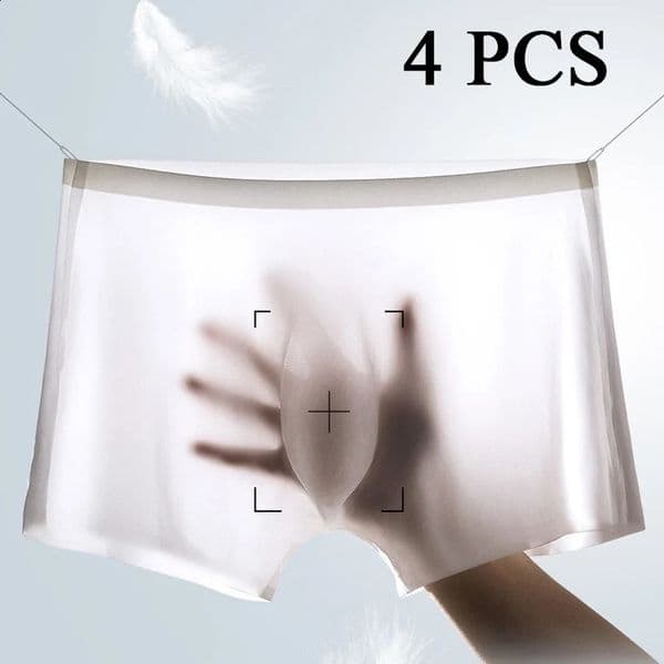4 PCS Men Panties Mens Ice Silk Seamless Sexy Underwear Ultra-thin Quick Dry Breathable Boxer Shorts Male Underpants Boxershorts 240826