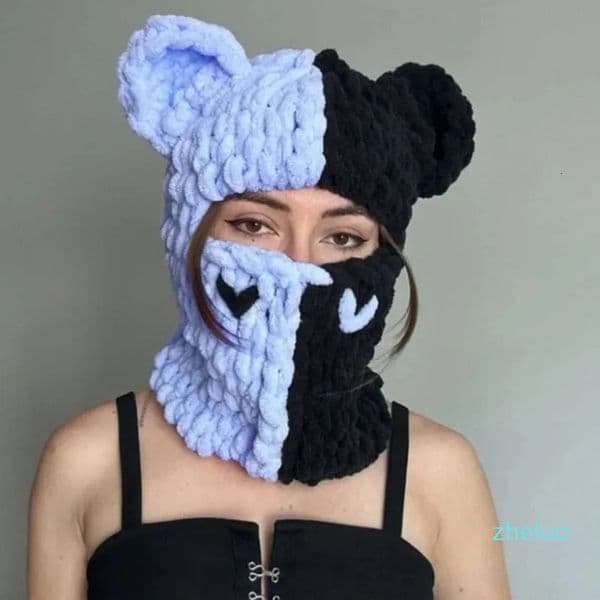 Cycling Caps Masks Knitted Full Face Ski Mask Winter Balaclava Cover for Outdoor Sports Halloween Novelty Knitting Beanie