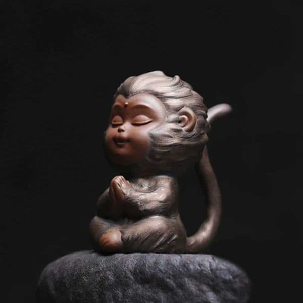 Sun Wukong Gilt Pottery Tea Pet Figurines Tea Ceremony King Statue Table Decoration Accessories Zen Car Ornament MonksXJ240824