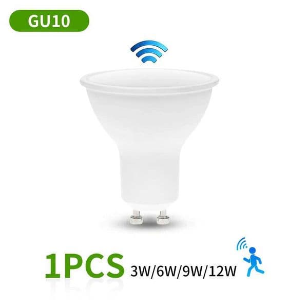1pcs 3W 6W 9W 12W GU10 LED radar light bulb motion sensor light bulb 220V energy-saving night work used for ceiling tube lights CL240826