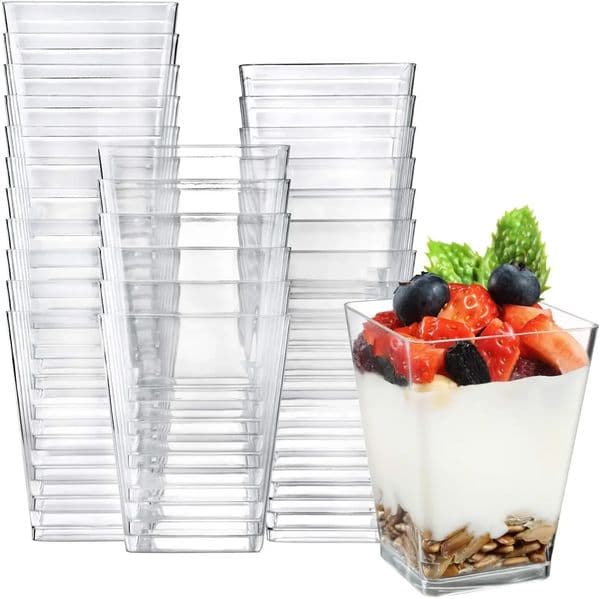 50 disposable plastic mouse cups step shaped cups pudding cups dessert cake cups appetite jelly yogurt mouse baking cups 240826