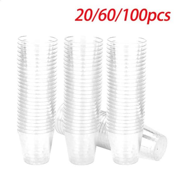 100 packs of 30ml transparent hard plastic disposable paper cups party lenses glass jelly cups disposable rollers birthday party drinks 240826