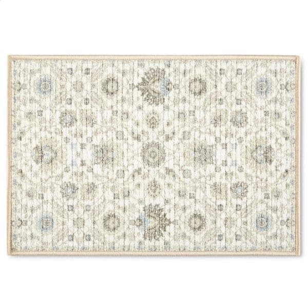 Ivory fabric floor mat is versatile and suitable for any place with an extended support making it easy to clean and machine wash 240826