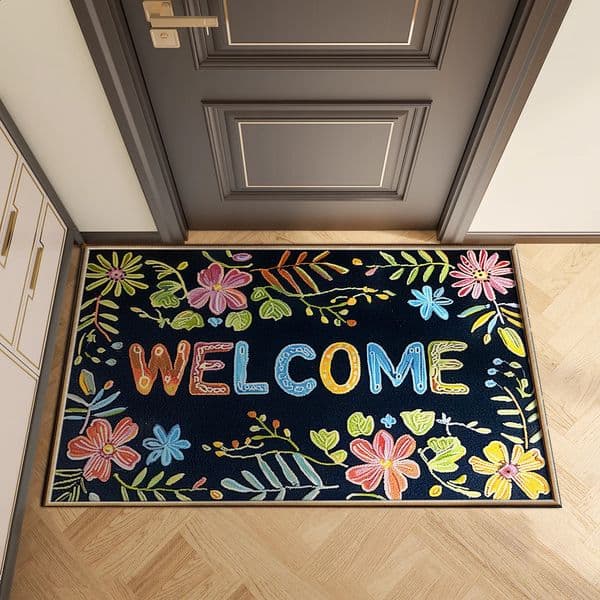 Flower Welcome Entrance Door Outdoor Door Mat Room Carpet Hallway Flooring Foot Bath Mat Washable 240826