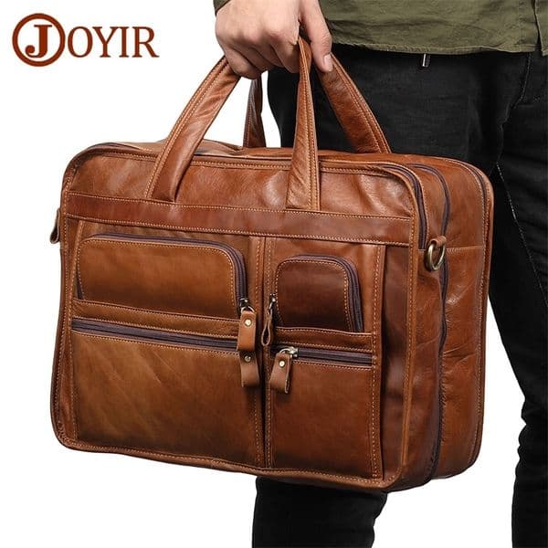 JOYIR genuine leather mens briefcase laptop casual business handbag shoulder cross body bag mens handbag large travel bag 240824