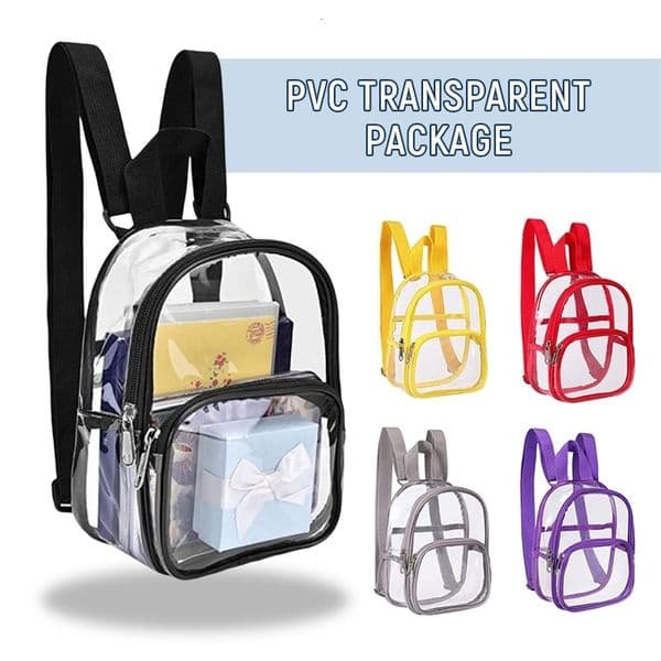 PVC transparent bag transparent travel backpack shoulder bag with book sports field approved waterproof mini childrens travel backpack 240824