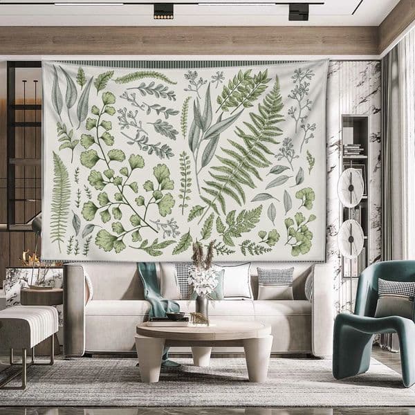 Green plant flower tapestry wall hanging art hippie bohemian subtropical landscape bedroom living room home decoration 240827