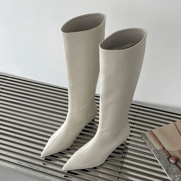 Eilyken high-quality soft leather toe knee high boots for women comfortable skate boots for spring and autumn womens shoes 240827