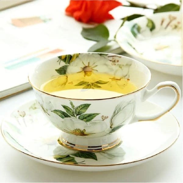 1 set of retro bone china tea cup set exquisite ceramic flower patterned coffee cup gold decoration dining and table decoration 240827