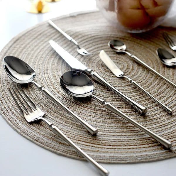 Bright silver 1810s tainlesss teell uxuryt ablewaret ablewarec uttingt oolss poonf orkf ork 240826