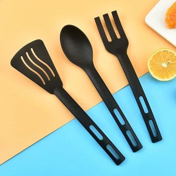 Utensils set service cooking kitchen utensils spoon silicone spatula portable camping plastic slotted 240827