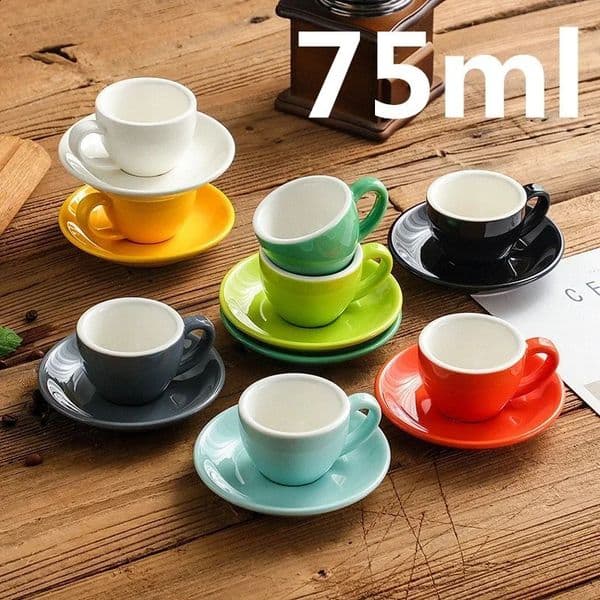 1 set of 75ml colored ceramic coffee cup set espresso cup set ceramic afternoon tea cup breakfast milk cup cute ceramic cup beverage 240827