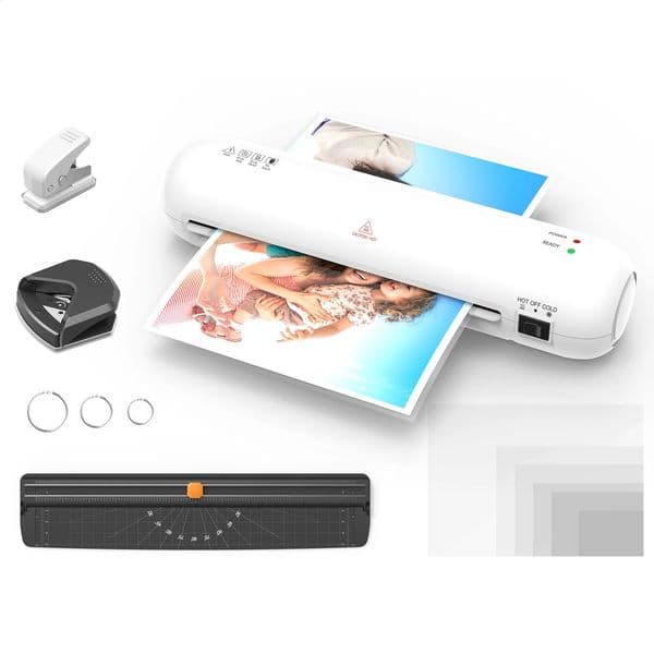Desktop Laminator Machine Set A4 Size and Cold Lamination 2 Roller System 9 inches Max Width with Paper Cutter Trimmer 240826