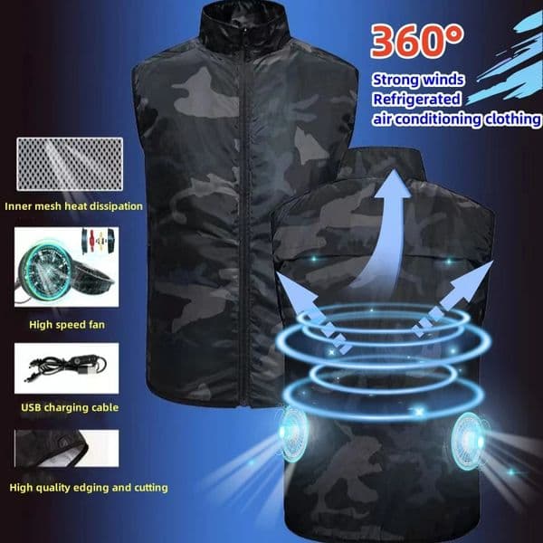USB cooling vest wearable fan air conditioning clothing for 13 hours suitable hightemperature work fishing hiking trip 240827