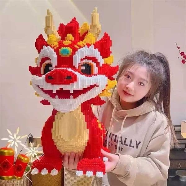 New 30CM DIY Dragon Building Blocks Assembly Toy Small Particle Puzzle Decoration 3D Desktop Decoration Birthday Gift CL240827