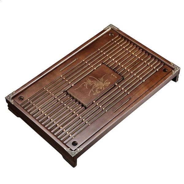 Solid wood tea tray drainage water storage Fu tea set drawer coffee table Chinese tea set 240828