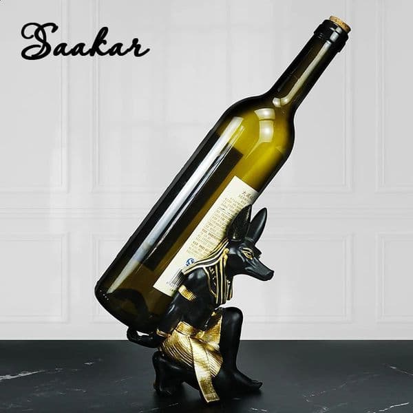 Saakar Resin Egyptian Anubis Dog Cat God Figurines Wine Rack Bottle Rack Storage Statues Home Living Room Desktop Decoration Objects 240827