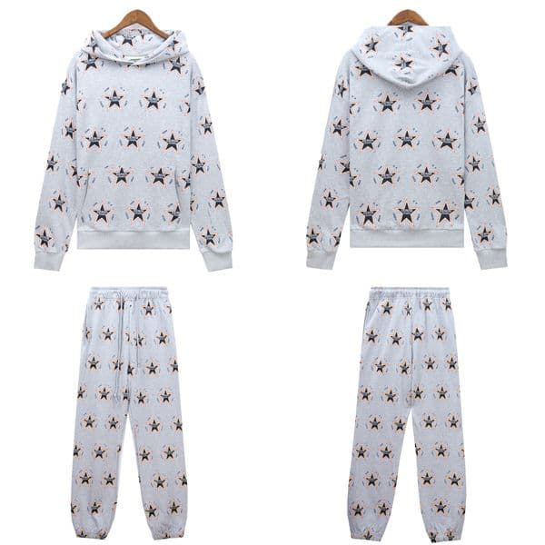 omar Tears Style Kapok Washed Straight varsity Kapok Tidal Print Hoodie Sweater pants Size S-XL