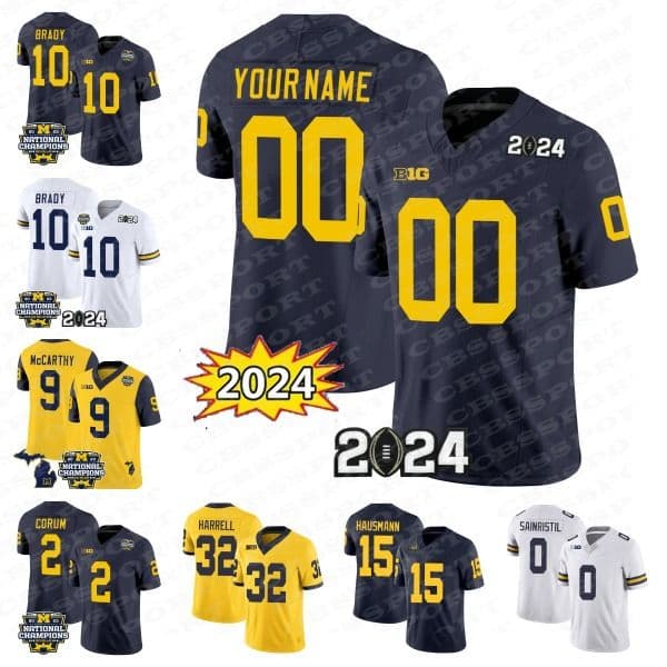 Michigan Football Jersey "J.J. Mccarthy" Mens Womens Kids ''Tom Brady ''Aidan Hutchinson''Blake Corum'' Jersey Michigan Wolverines Newest Style