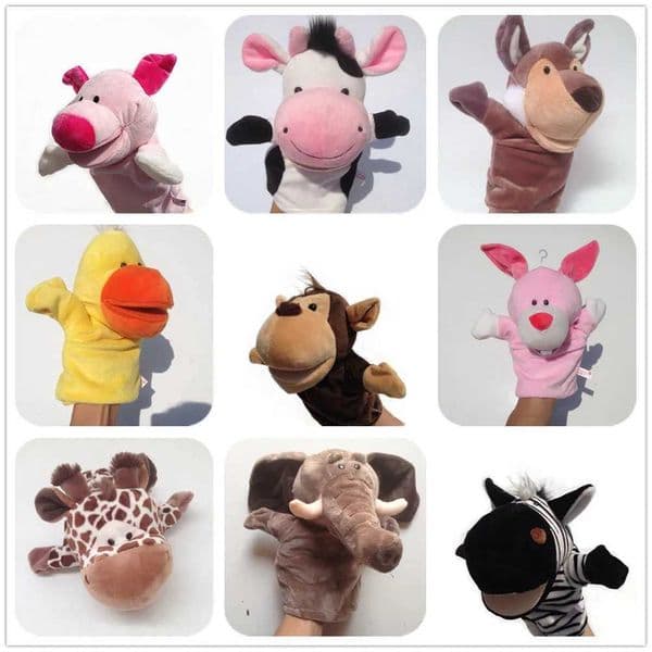 25CM Animals Puppet Plush Toys Kawaii Stuffed Dolls Educational Baby Toys Lion Elephant Dinosaur Monkey Kids GIftsXJ240827
