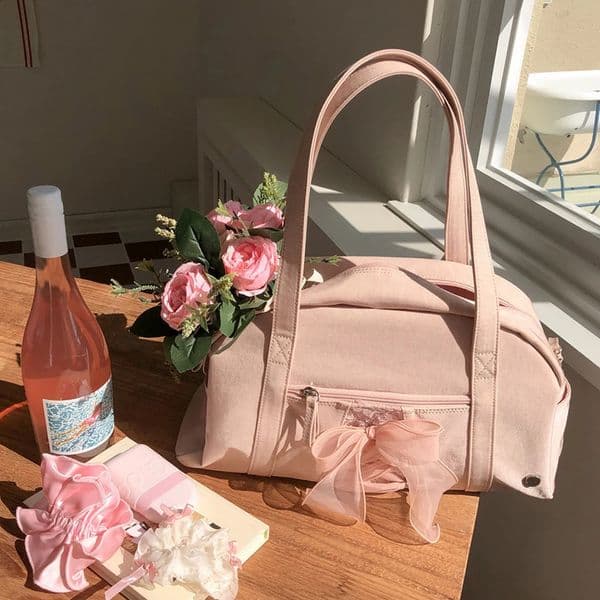 Boston Large Capacity Travel Gym Bags For Women Ribbon Bow Handbags And Purses 2024 Ins Fashion School Shoulder Bag 240827Z