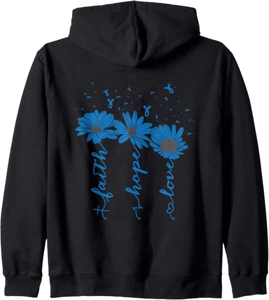 Hoodie For Mens Womens Faith Hope Love Diabetes Awareness Month Blue Ribbon Flowers Graphic Hoodies Sweatshirt Pullover Long Sleeve Free shipping