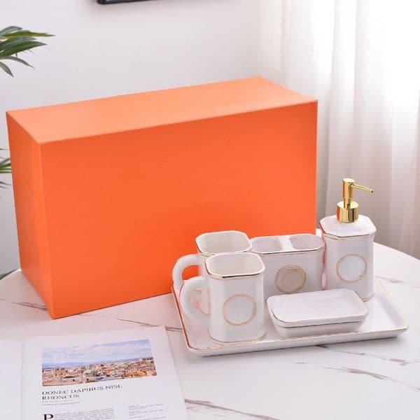 Bone China Bathroom Toiletries Six-Piece Home Hotel Travel Set 2323