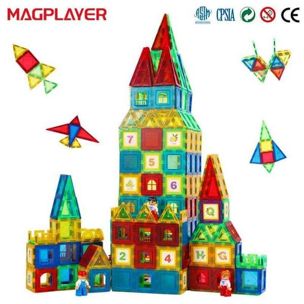 Magplayer Blocks Building Set Magnetic Tiles Montessori Educational Games Toys Childrens Boys and Girls Gifts