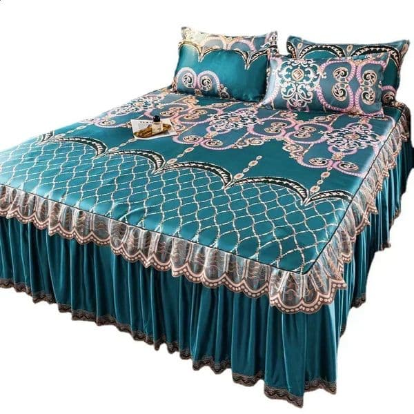 3 pieces/batch of modern royal blue bedding cool bedding ski machine washable bed sheets with elastic bands suitable for large size 240827