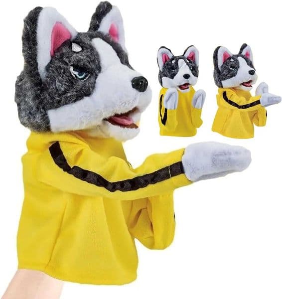 Dog Boxing Hand Puppet Toy Husky Boxer Hand Puppet Kung Fu Husky Glove Doll Interactive Tricky Toy with Sound Boxing ActionsXJ240827