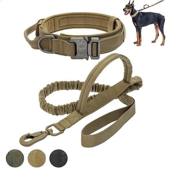 Tactical Dog Leash Collars Adjustable Nylon Military Dog Collar Leads For Medium Large Dogs German Shepherd Training Hunting 240828