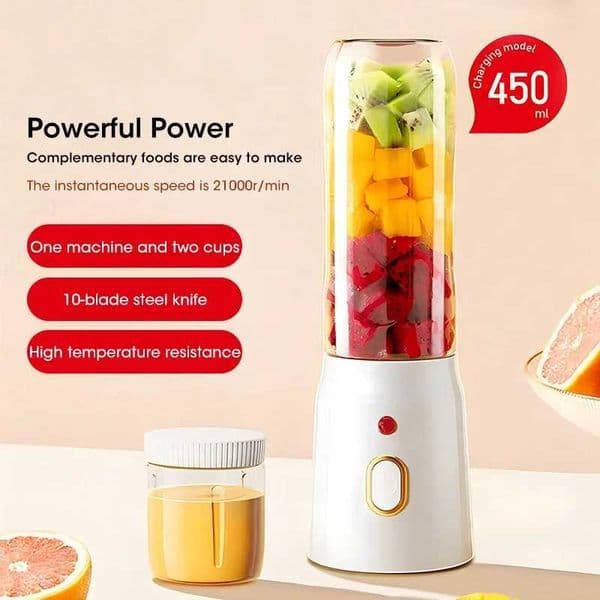 2 bottles of electric juice machine portable wireless blender orange ice crusher 10 pieces auxiliary food machine 1500ml Z250326