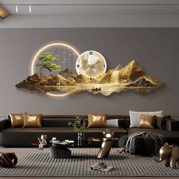 Design a luxurious wall clock living room with LED aesthetics minimalism silent and fashionable wall clock Nordic clock tower mural home decorationX240829