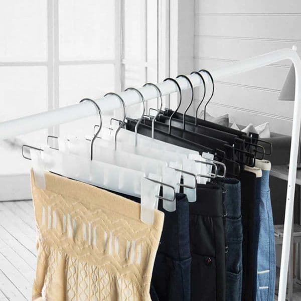 Anti slip pants hanger clip on dress hanger sock hanger 10 pieces white black M240829