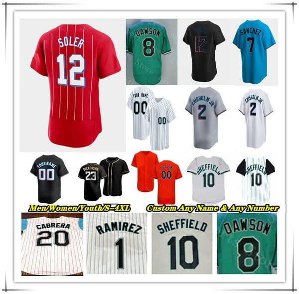 Baseball Jersey Gary Sheffield Jake Burger Jesus Sanchez Otto Lopez Nick Fortes Vidal Brujan Kyle Stowers Jonah Bride Andre Dawson Miguel Cabrera Dontrelle Willis