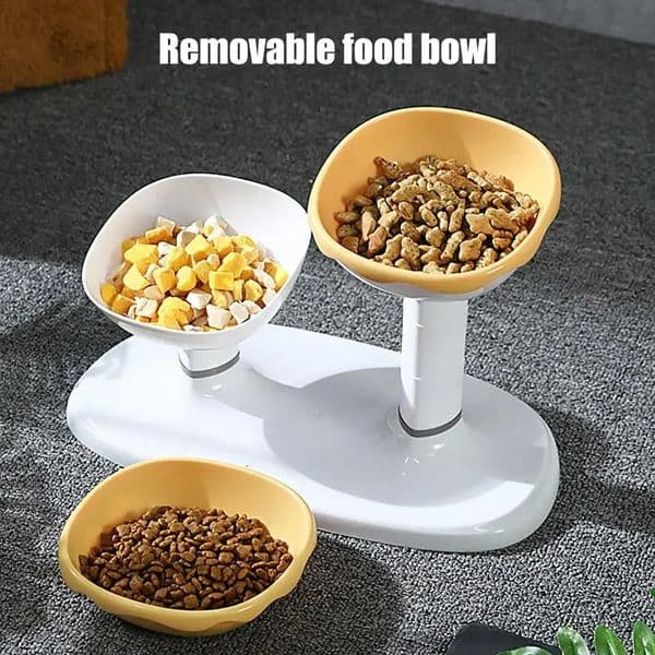 Cat tray height adjustable for food and water pet bowl set large capacity cat feeder dispenser 240828