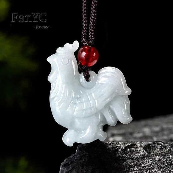 Myanmar Jade 3D Chicken Pendant Hand drawn Exquisite Charm Pearl Jade Necklace Mens and Womens Gifts W240828