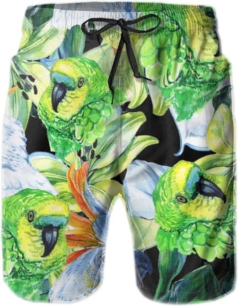 Mens shorts 3D printing pattern Green Parrot Mens Swim Trunks Quick Dry Swim Shorts Stylish Beach pants for men Beach Board Shorts Swimwear